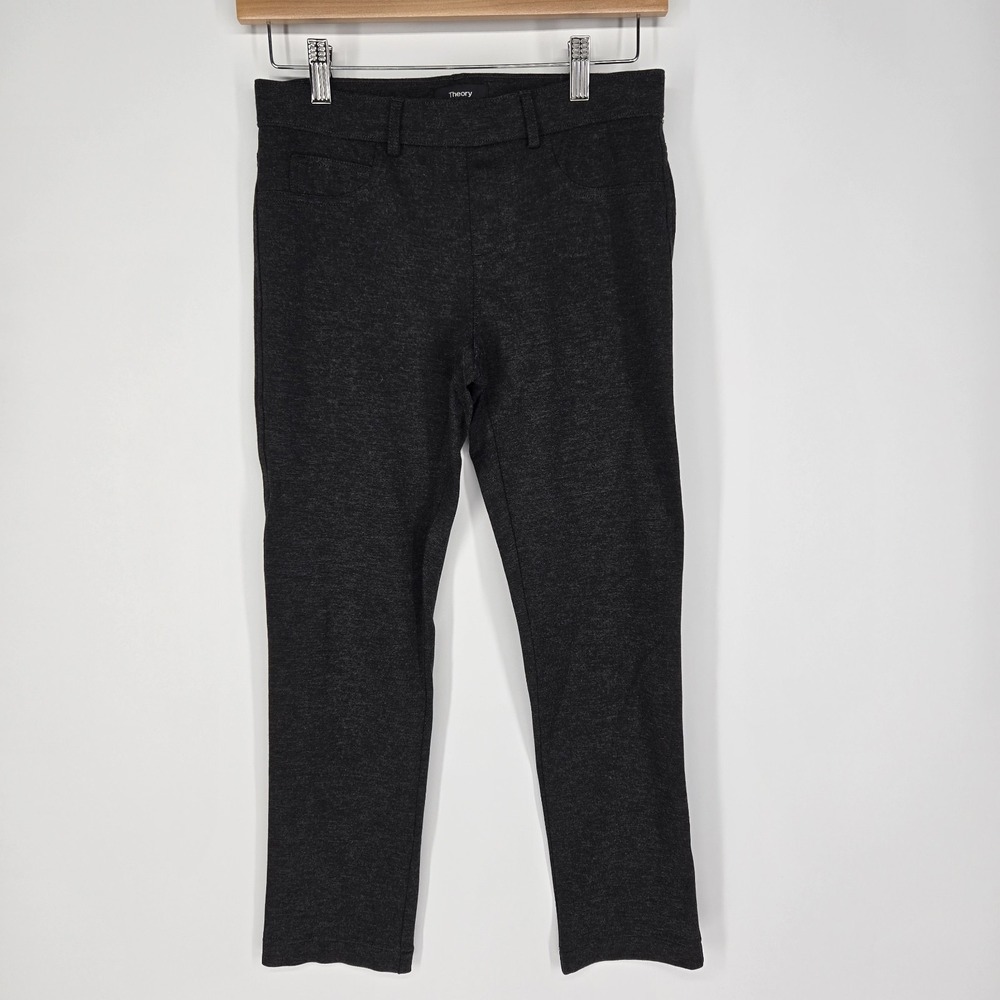 Theory Womens Small S Pull On Pants‎ Gray Charcoal Legging Stretch Elastic Crop